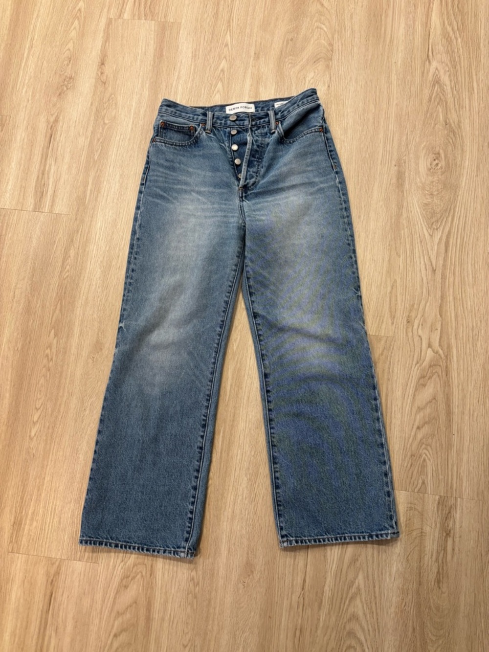 Denim Forum Wide-Leg High-Rise Jeans - Medium Blue
